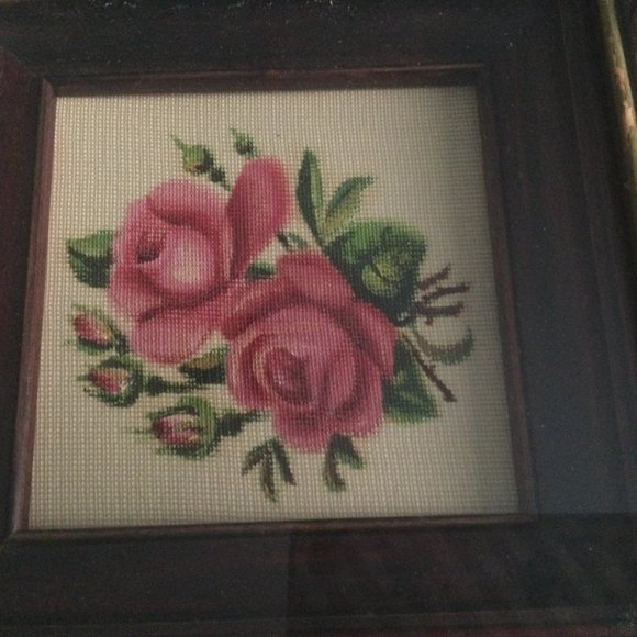 Vintage original petit point painting framed A.L. Patterson art studio 1943 smal - Picture 3 of 5